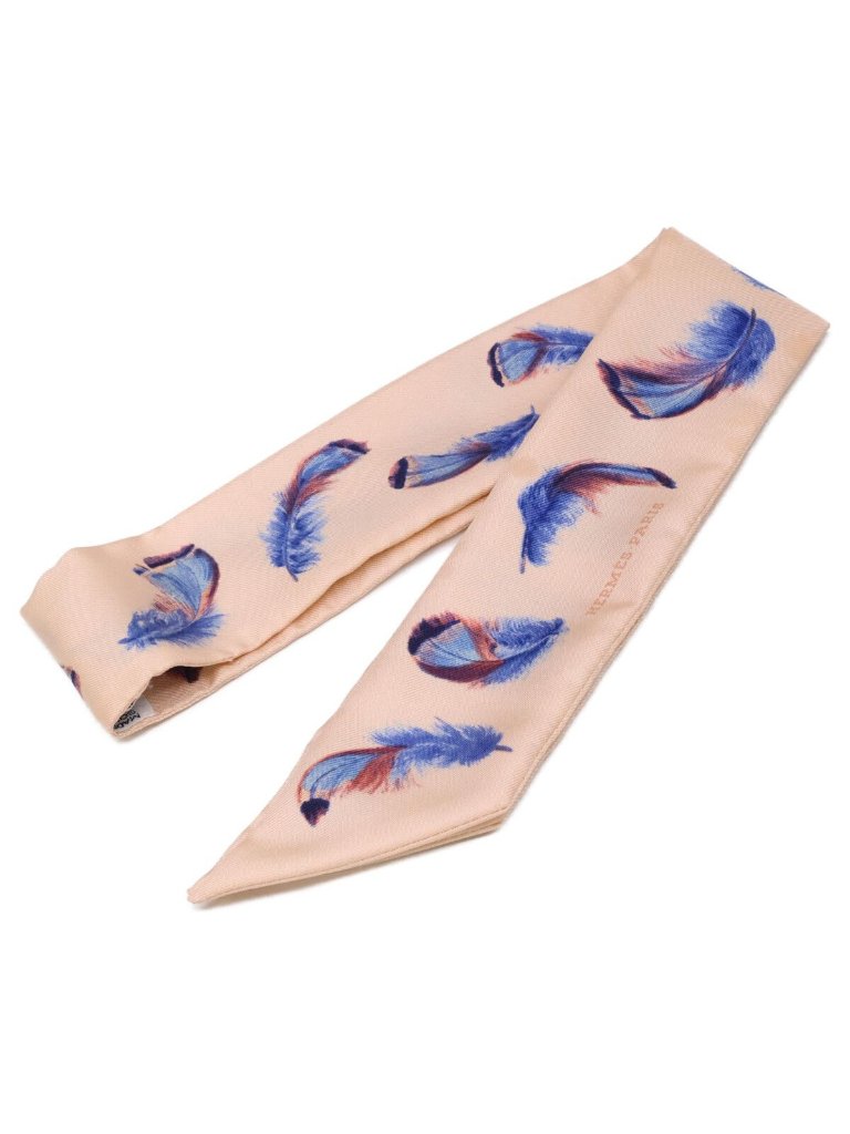 Hermes Feathers Silk Twilly Scarf